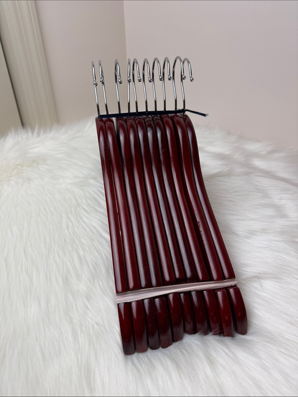 Brookstone Premium Wooden Suit Hangers in Dark Mahogany Cherry - Set of 10 - Picture 3 of 13